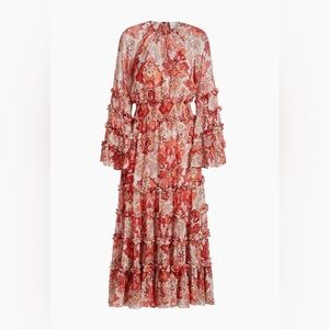 Cinq à Sept Red Floral Long Sleeve Dress